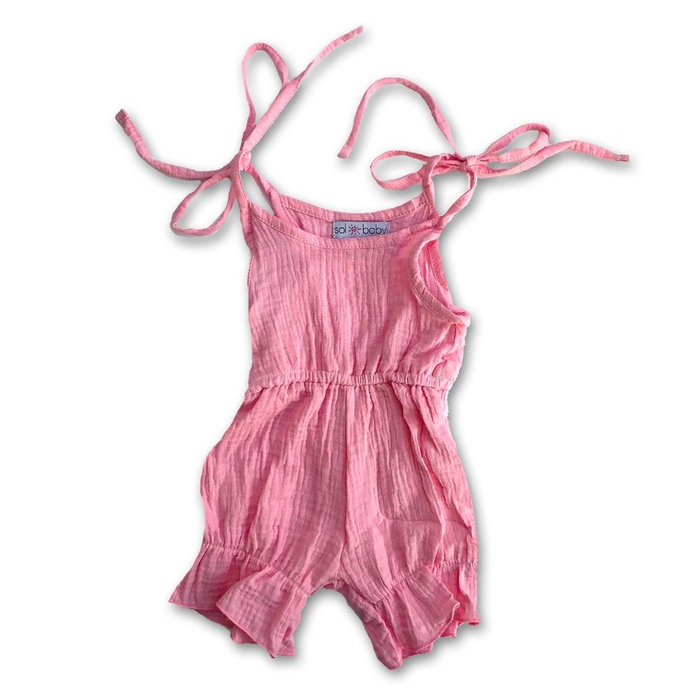 Sol Baby NWT Pink Gauze Romper Jumpsuit